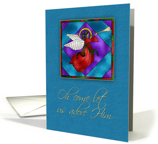 Dark Skinned Angel, Blue, Religious Christmas Greeting card (869813)