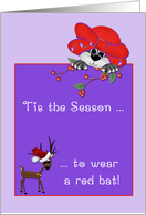 Christmas, Red Hat Cat, Reindeer, Purple card