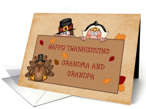 Happy Thanksgiving Grandma, Grandpa, Pilgrims, Turkey card (872856)