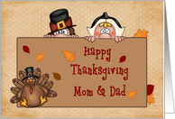 Happy Thanksgiving Mom, Dad, Pilgrims, Turkey card