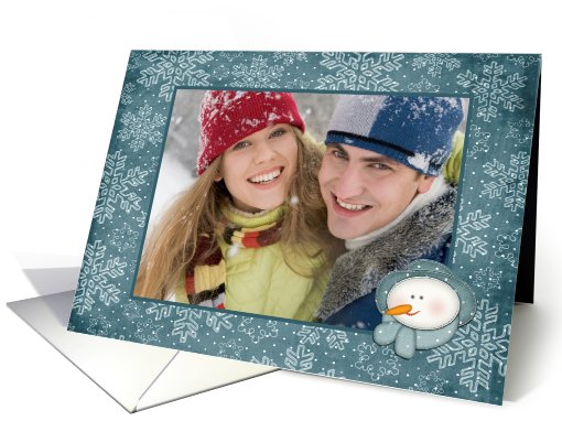 Snowflakes, Snowman Holiday Photo card (872859)