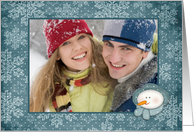 Snowflakes, Snowman Holiday Photo Card