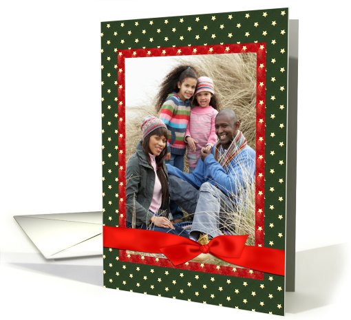 Star Border, Red Bow, Holiday Photo card (874531)