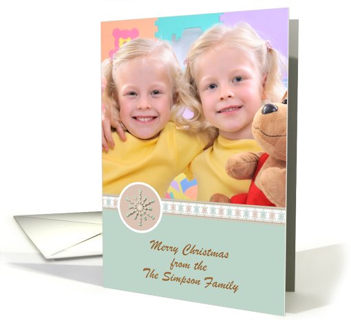 Green Tan Snowflakes Holiday Photo card (874534)