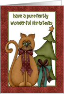 Cat, Christmas Tree card