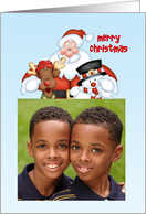 Santa, Reindeer, Snowman Christmas Photo Card