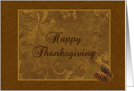 Thanksgiving Leaves, Pine Cones card