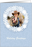 Snowflake Frame, Blue, White Photo Card