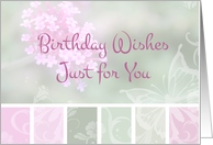 Soft Pink Green Floral, Birthday Wishes card