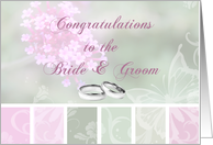 Congratulations, Bride, Groom, Soft Pink Green Floral card