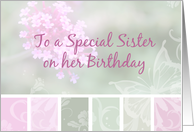 Birthday, Sister, Soft Pink Green Floral card