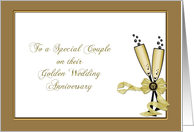 Golden Wedding Anniversary, Champagne Glasses card