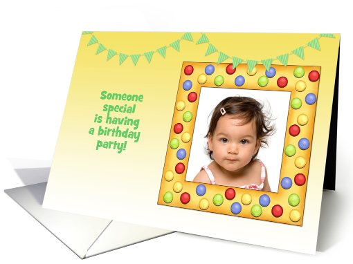 Colorful Dots Frame Birthday Photo Invitation card (885997)