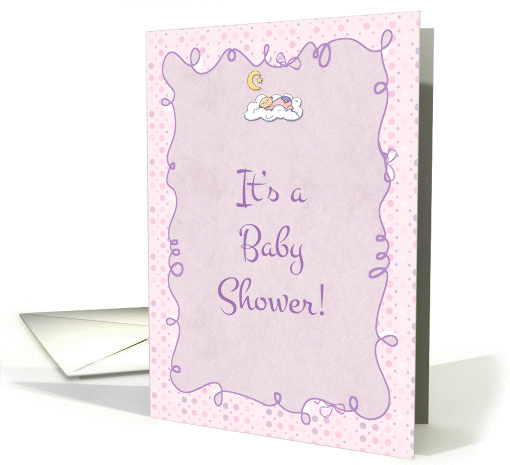 Pink Purple Polka Dots Baby Shower Invitation card (886002)