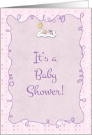 Pink Purple Polka Dots Baby Shower Invitation card