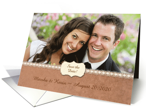 Mocha and Lace Save the Date Announcement Photo card (889836)