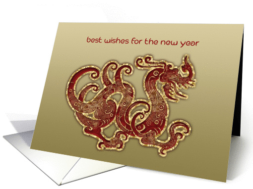 Happy Chinese New Year, Red Gold Dragon card (890669)