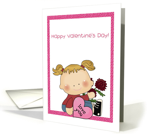 Little Girl, Valentine, Heart, Flower card (890961)