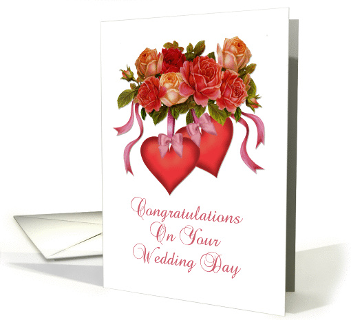 Hearts and Roses, Congratulations, Wedding Day card (892824)