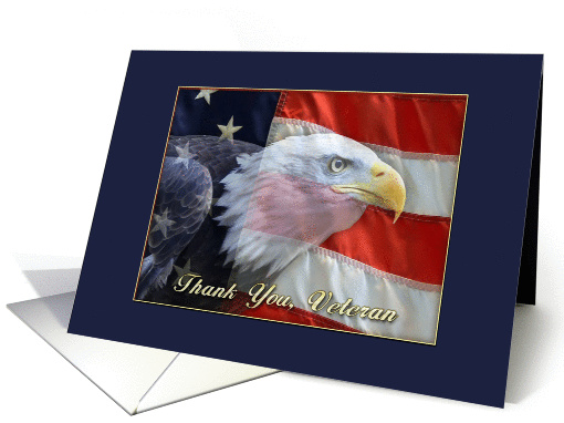 Bald Eagle, Flag, Veteran Thank You card (898367)