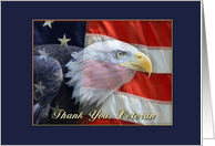 Bald Eagle, Flag, Veteran Thank You card