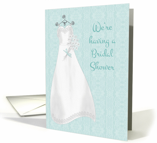 Wedding Gown, Blue Lace-look, Bridal Shower Invitation card (900562)