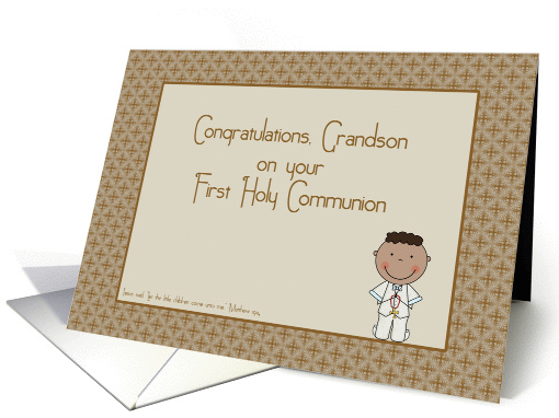 Congratulations, Holy Communion, Grandson, Dark-Skinned Boy card