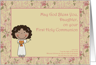 Congratulations, Holy Communion, Daughter, Dark-skinned Girl card