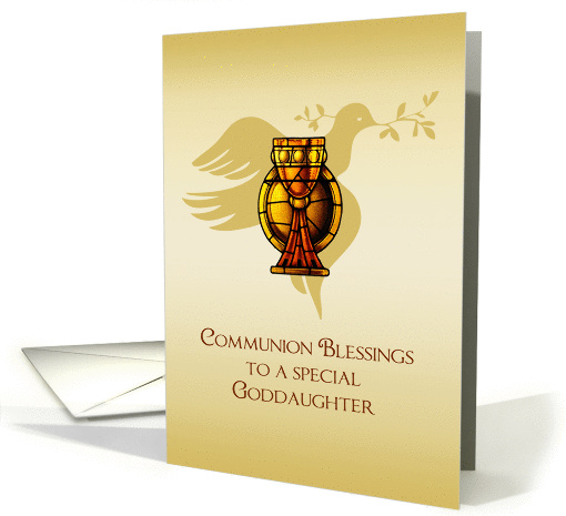 First Communion Chalice, Dove, Congratulations Goddaughter card