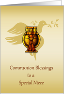 First Communion Chalice, Dove, Congratulations Niece card
