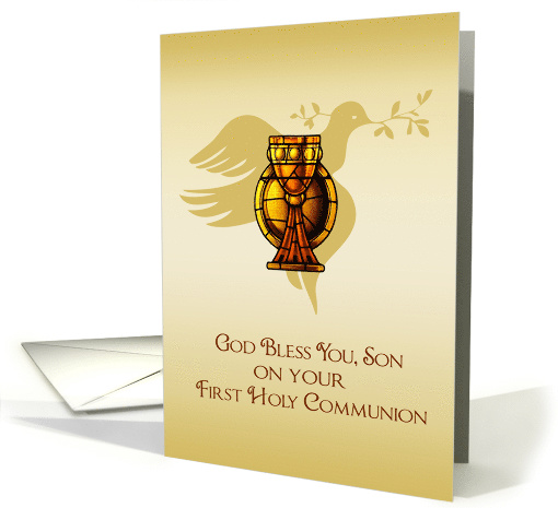 First Communion Chalice, Dove, Congratulations Son card (907845)