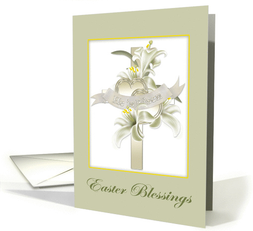 Easter Blessings, Lilies, Cross, Hearts card (907846)