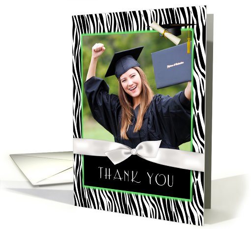 Zebra Pattern, Green Graduation Thank You card (909891)
