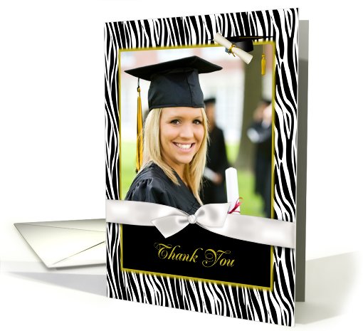 Zebra Pattern, Gold Graduation Thank You card (909893)