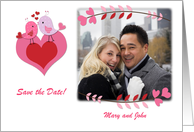 Pink Love Birds, Save the Date Photo Card