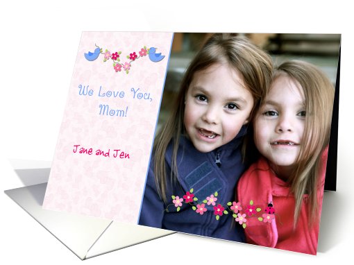 Blue Birds, Pink Flowers Mother's Day Photo card (918223)