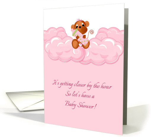 Pink Clouds, Monkey Baby Shower Invitation card (921474)
