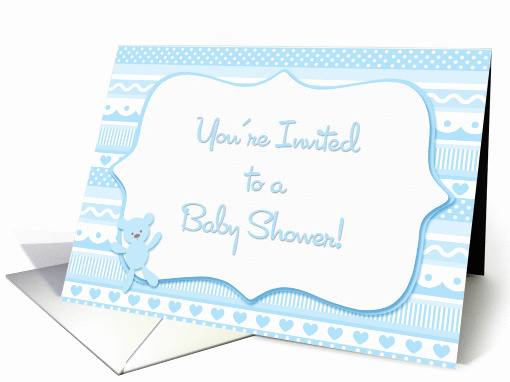 Blue Hearts, Teddy Bear, Baby Shower Invitation card (921476)