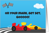 Race Cars, Birthday Party Invitation card