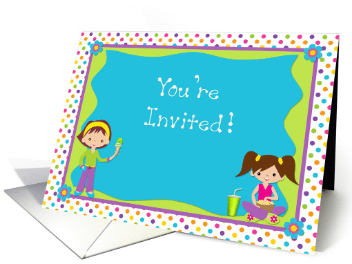 Cute Girls, Polka Dots, Birthday Party Invitation card (928181)