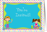 Cute Girls, Polka Dots, Birthday Party Invitation card