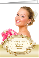 Ornate Gold Frame Bridal Shower Photo Invitation card