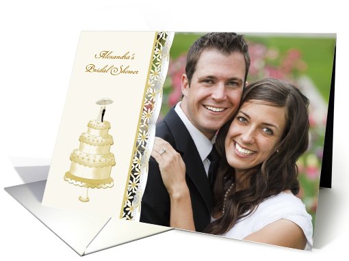 Gold Cake Bridal Shower Photo Invitation card (932420)