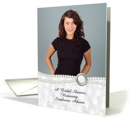 White Pearls, Floral Bridal Shower Photo Invitation card (932463)