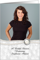 White Pearls, Floral Bridal Shower Photo Invitation card