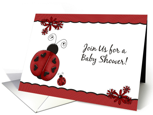 Red Lady Bugs Baby Shower Invitation card (937127)