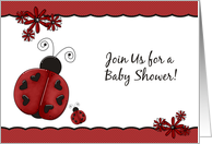 Red Lady Bugs Baby Shower Invitation card