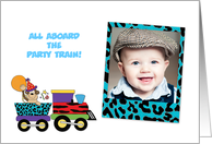 Zoo Train Birthday Photo Invitation card