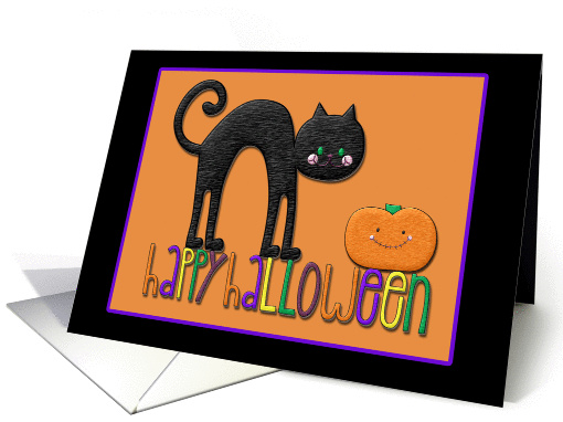 Black Cat, Pumpkin, Happy Halloween card (940670)