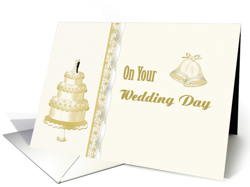 Wedding Cake, Bells, Daisies Wedding Congratulations card (940675)